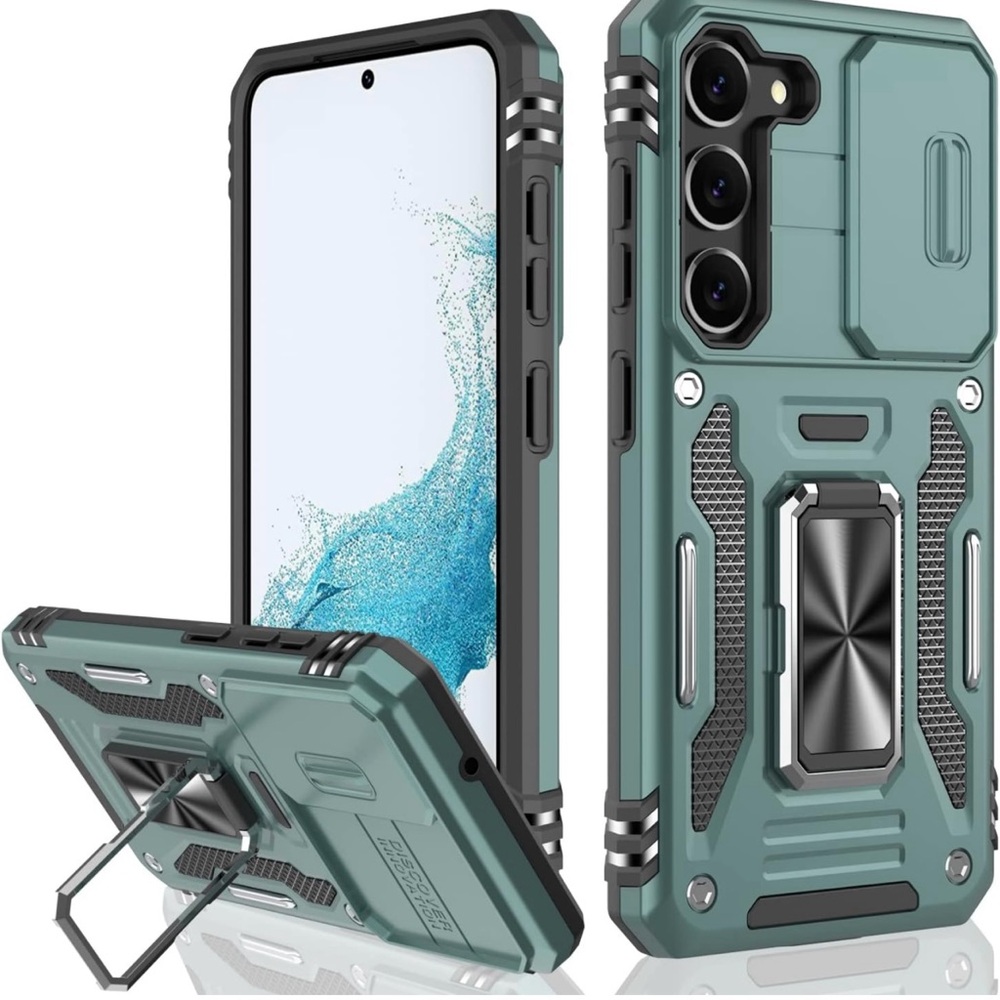 IKAZZ for Galaxy S23 Case with Camera Cover,Pass 16ft Drop Test Military Grade